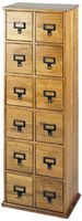 Leslie Dame Solid Oak Library Card File Media Cabinet, 12 Drawers, Oak