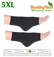 HealthyNees Extra Wide Ankle Big Feet 20-30 mmHg Compression Swelling Foot Pain Circulation Plus Size Sock Open Toe Sleeve (Black, Extra Wide Ankle 5XL)