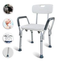 WYQWANLJX Adjustable Shower Bench,Portable Medical Stool,with Back and Armrest,Non-Slip Rust,for Seniors, Disabled,White,Gift for Parents,A