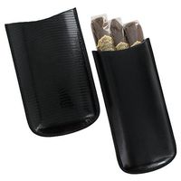 Tampa Fuego Black Cigar Case Exotic Lizard 2 Sides Leather