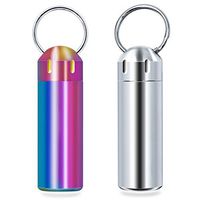 Tisky Pill Case(2 PCS),Portable Stainless Steel Waterproof Pill Box Container,Keychain Pill Holder for Outdoor Travel Purse or Pocket