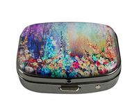 Luxcase Abstract Floral Watercolor Painting Custom Stainless Steel Square Glass Gun Silver Pill Case Pocket Medical Tablet Holder Decorative Box