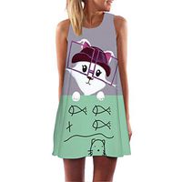 Meet&sunshine Vintage Boho Summer Women Mini Dress,Sleeveless Beach Printed Short Dress (XL)