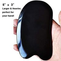 Gua Sha Scraping Massage Tool,Gua Sha Tools Handmade of Genuine Bian Stone,Guasha Board Big Enough for Comfortably Hold,Trigger Point Massager for Face and Body,Instruction Booklet Bonus (Square)