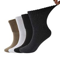 Dsource Non Binding Diabetic Socks for Women Men Big Tall Extra Cushion Seamless Toe Socks 4 Pairs Multicolor 2 Quarter L/XL