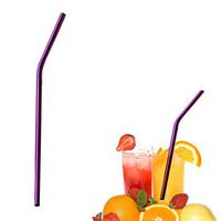 Stainless Steel Staws,Sikye 6mm Diameter Metal Drinking Reusable Straws Bent Washable (Purple)