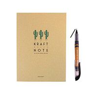 Kraft Eco-Friendly B6 Spiral Lined Index Notebook Note Pad + Calligraphy Brush Pen Set (3 Cactuses)