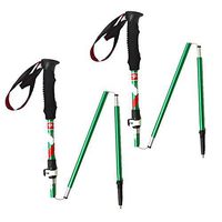 XIHAA Section Five Folding Lock Trekking Pole Aviation Aluminum Alloy Ultra-Short Super Light Soft EVA Foam Handle For Men And Women(2 PCS),Green