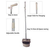 ExAchat Broom&Dustpan Cleans Broom Combo with 48" Long Handle for Home Kitchen Room Office Lobby Floor Use Upright Stand Up Broom and Dustpan Set, No Need to Bend Over (Brown)