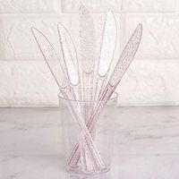 Efavormart 100 Pcs Blush Glittered Disposable Plastic Knife for Wedding Birthday Party Banquet Events Candy Buffets