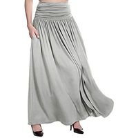 EDC Women's High Waist Pleated Skirts with Pocket Vintage Casual Professional Office Maxi Skirt (XXXXXL, Gray)