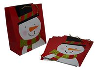 Holiday Gift Bags - Large Glitter Snowman - 6 bags (10 in. x 5.75 in. x 13 in.)