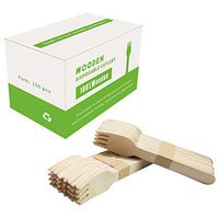 Anchengcraft Disposable Wooden Fork - Alternative to Plastic Utensils | 150 Pcs 6.3" Length - Eco-Friendly Biodegradable Cutlery 100% Birchwood Recyclable Compostable Forks