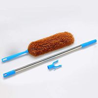 Brown Dust Removal Household Car With Telescopic Stainless Steel Dust Duster Bendable Feather Duster