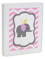 9" X 11" X 1.5" Wood Sign (Baby Elephant & Canary) Pink/White – Model Number – 92001