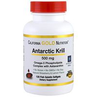 California Gold Nutrition, Antarctic Krill Oil w/Astaxanthin, RIMFROST Krill, Natural Strawberry & Lemon Flavor, 500mg, 120 Fish Gelatin Softgels, Milk-Free, Gluten-Free, Soy-Free, Wheat-Free, CGN