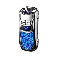 Dual Arc Lighter Windproof USB Rechargeable Led Screen Fingerprint Sensor Flameless Electric Lighter (Silver Flower)