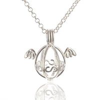 Vintage Angel Wing Antique Hollow Fragrance Aromatherapy Essential Oil Diffuser Pendant Necklace