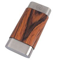 Personalized Visol Terran Natural Wood & Stainless Steel Cigar Case - Free Engraving (Two Initials)