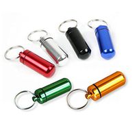 Outflower 6pcs Emergency Pill Case with Key Holder Portable Small Capsule Waterproof Seal Aluminum Alloy Cartridge