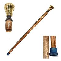 Eve.Store Solid Cast Brass Handle Cane Solid Brass Inlay, Unisex Walking Stick Cane
