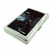 Cigarette Case with Built in Lighter Dystopia Wasteland Imaginary Terror S6 Smoking King Size Cigarettes Silver Metal Wallet 4" X 2.75" RFID Protection Futuristic Socieity of Destruction Mayhem Art