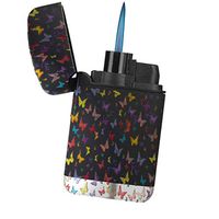 Butterfly Wings - Sunshine Cases Matte Black Rubber Grip Flameless Turbo Pocket Lighter