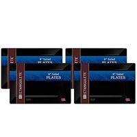 [40 Count - 8 Inch Plates] Rectangulete Designer Tableware Premium Heavyweight Plastic Black Rectangle Salad - Appetizer Plates With Border, Party & Wedding, Event Plate, Disposable Dishes