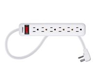 6 Outlet Power Strip with 3ft Cord, White
