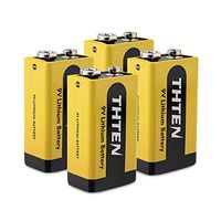 9V Lithium Battery,Thten 1200mAh Non-Rechargeable Li-ion Battery for Smoke Detector Fire Alarm Multimeter,Toys and Games,Remote Controls,calculators,flashlights.(4 Pack)