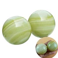 benefit-X Hand Therapy Ball, Chinese Balls, 2PCS Natural Jade Marble Green Baoding Balls, Chinese Health Exercise Massage Balls, Stress Ball, for Stress Relieve Hand Exercise