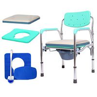 NESSTIC Toilet Chair Commode Seat with Padded Cushion Widen Adjustable Height Portable Bedside Commodes 3 in 1 Foldable Shower Bath Chair with Backrest for Elder Disabled Pregnant Women