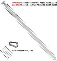 Chromebook Pro Plus Pen Replacement Touch Stylus S Pen for Samsung Chromebook Pro, Plus XE510C24-K01US XE510C25-K01US XE512C24-K01US XE513C24-K01US Touch Stylus S Pen +Replacement Tips/Nibs (Silver)