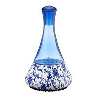 Opulence - Nebulizing Essential Oil Diffuser for Aromatherapy with Blue Vine Ceramic Base and Blue Hand-Blown Glass with Touch Sensor Light Switch - No Heat, No Water, No Plastic … (Blue Vine)