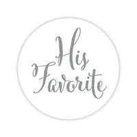 Her Favorite Wedding Stickers, Choose Your Colors, Wedding Favor Stickers (Non-Shiny Silver on Matte - Her Favorite)(403-SR)