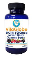 Vita Globe's Exclusive Extra Strength Biotin 5000mcg Gummy, Non GMO, Gluten Free, All Natural 150ct