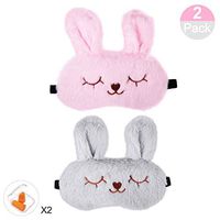Keemanman Cute Sleep Eye Mask with Gel Pad & Earplugs, Super Soft Breathable Cool & Warm Therapy Sleeping Mask for Women, Men & Kids(2 Pack) (Pink+Gray), Pink+Gray