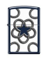 Zippo Custom Lighter Design Horseshoes Reg Navy Matte Windproof Collectible - Cool Cigarette Lighter Case Made in USA Limited Edition & Rare