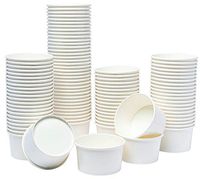 KARRES Disposable Paper Ice Cream Cups Dessert Bowls White Party Supplies - Bulk 100 Pack, 8oz