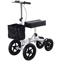 HOMCOM Knee Scooter with Basket Storage, Walker Mobility During Medical Rehabilitation & Injury, Folding for Transport, Silver