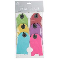 JAM PAPER Gift Tags with String - Small - 3 1/4 x 1 5/8 - Assorted - 12/Pack