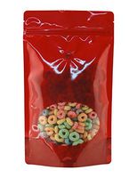 BAP 50 Pack 16 oz Red Window Stand Up Pouch with Valve for Coffee