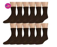 Women's Diabetic Socks, Loose Crew Fit For Better Circulation -6 or 12 Pack -Zeke (9-11 Sock/4-10.5 Shoe, 12 Pk Brown)