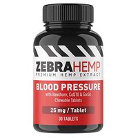 ZEBRA HEMP Blood Pressure Support Chewable Tablets - Premium Hemp Extract + Hawthorn, CoQ10, Garlic Powder for Cardiovascular & Circulatory Health