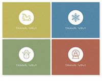 Thank You Cards Kids 24 Winter Card Boxed - Cute Simple Small Blank Box Set for Kids (Boys & Girls) / Adults 3x5 Note Card with Envelopes Recycled Brown Rustic/Eco