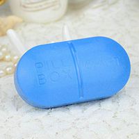 Pill Box 7 Day gLoaSublim,6 Compartments Portable Medicine Case Pill Shaped Tablet Box Organizer Container - Blue