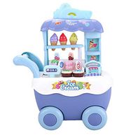 Xia&Han Children's Ice Cream Cart Kitchen Mini Dollhouse Miniature Supermarket Store Food Toys Kids Doll Accessories (31x20x39cm, Blue)