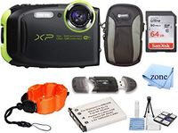 Fujifilm FinePix XP80 Waterproof Digital Camera with 2.7-Inch LCD + 64GB Memory Card+ Wrist Floating Strap + Replacement NP-45 Battey Bundle kit (Lime)
