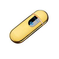 Angelduck Electronic Rechargeable Cigarette Lighter, Touch Ignition Lighter, USB Double Sided Lighter, Windproof Plasma Lighter for Candle, Cigarette Power Indicator Flameless (Gold ice)