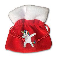 NRIEG Rainbow Dab Unicorn Christmas Candy Bags Santa Claus Gift Treat Sacks with Drawstring Xmas Stocking Ornaments Decor Handbag